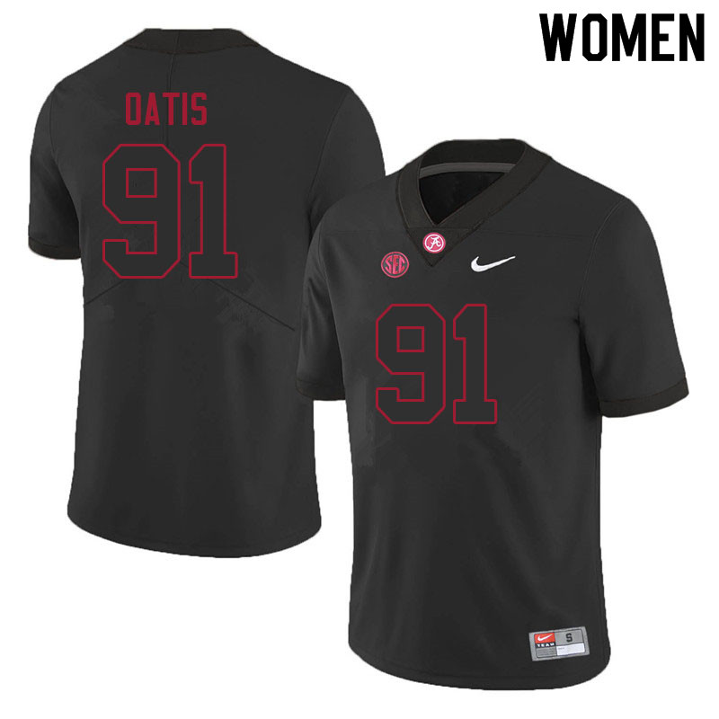 Women #91 Jaheim Oatis Alabama Crimson Tide College Football Jerseys Sale-Black